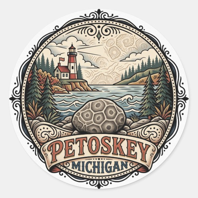 Petoskey USA Classic Round Sticker (Front)