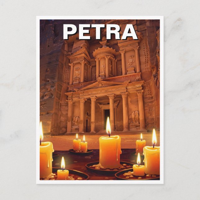 Petra Jordan Candles Night Postcard (Front)