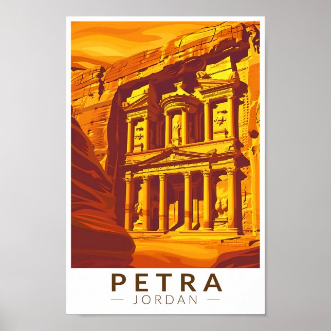 Petra Jordan Sunset Travel Art Vintage Poster (Front)