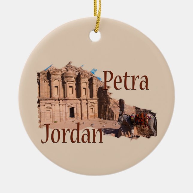 Petra, Jordan: The Monastery Ceramic Ornament (Front)