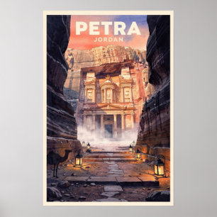 Petra Jordan Vintage Travel Poster