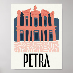Petra Jordania abstract travel floral art Poster
