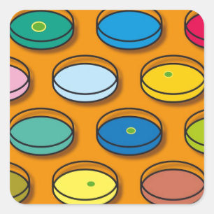 Petri Dishes Multi-coloured Square Sticker