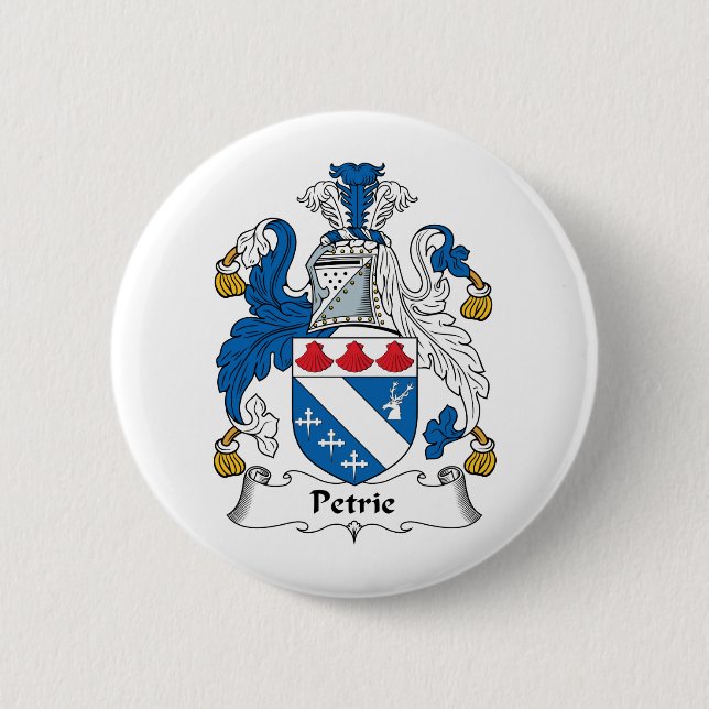 Petrie Family Crest 2 Inch Round Button (Front)