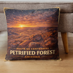 Petrified Forest Arizona Mother Road Centennial Throw Pillow