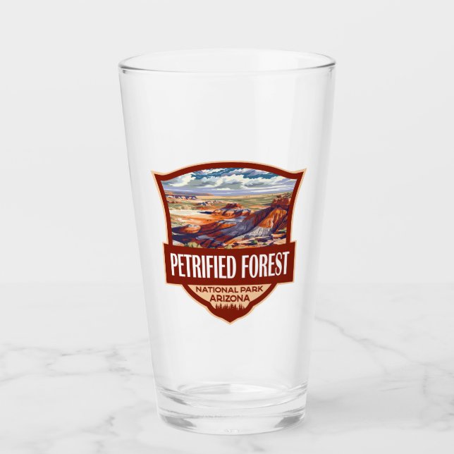 Petrified Forest National Park Illustration Retro  Glass (Front)