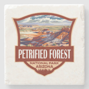 Petrified Forest National Park Illustration Retro Stone Coaster