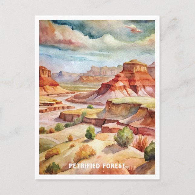 Petrified Forest National Park Watercolor Painting Postcard (Front)