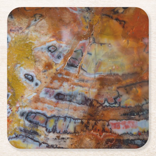 Petrified Wood Brown Square Paper Coaster (Front)