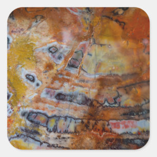 Petrified Wood Brown Square Sticker