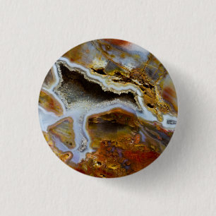 Petrified Wood With Crystals 1 Inch Round Button