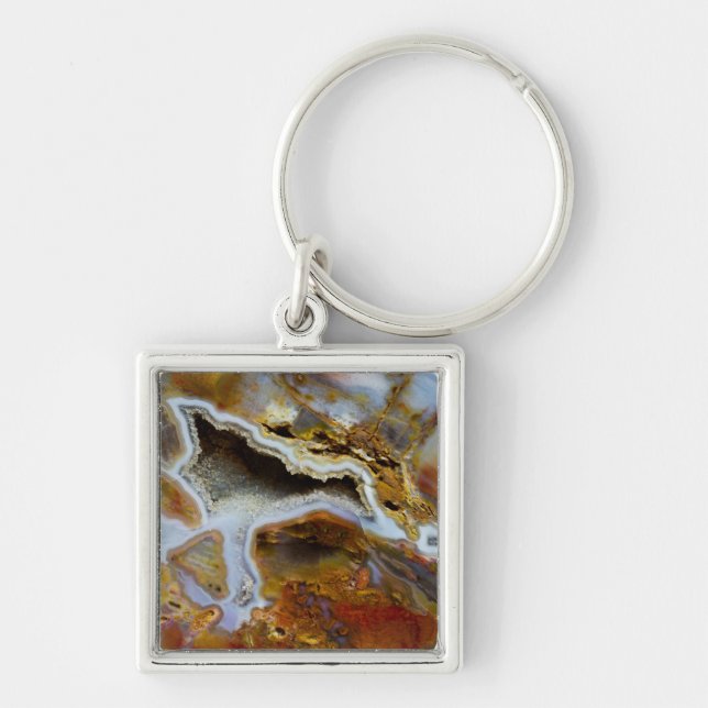 Petrified Wood With Crystals Keychain (Front)
