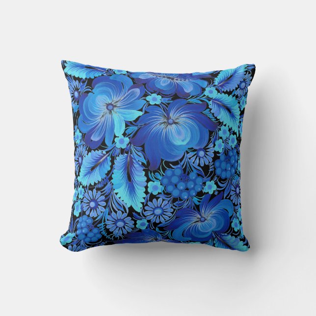 Petrikivka Ukrainian traditional art Throw Pillow (Front)