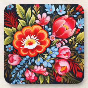 Petrikivka Ukrainian traditional folk art  Coaster