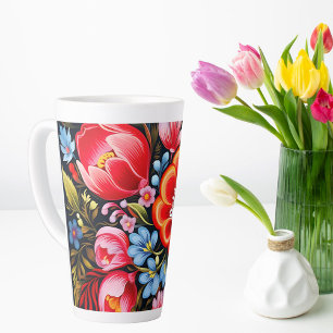 Petrikivka Ukrainian traditional folk art Latte Mug