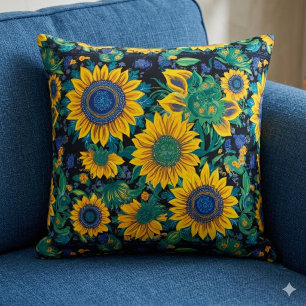 Petrikivka Ukrainian traditional folk art. Throw Pillow