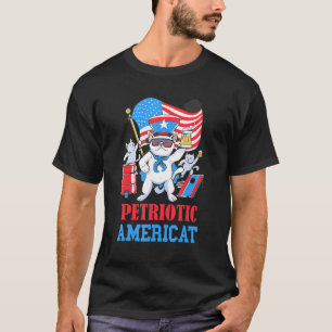 Petriotic Americat Party American Cat  4th Of July T-Shirt