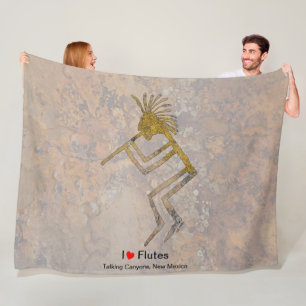 Petroglyph Flute Player Fleece Blanket