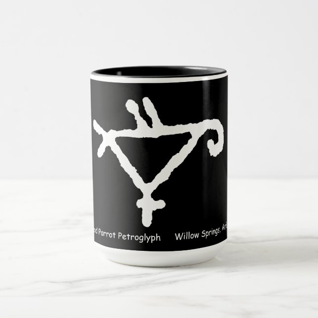 Petroglyph of a Stylized Parrot Mug (Center)