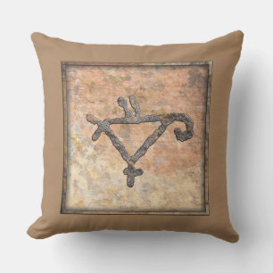 Petroglyph of a Stylized Parrot Outdoor Pillow