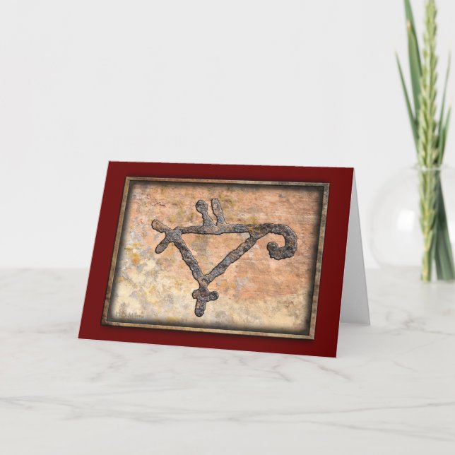 Petroglyph of a Stylized Parrot Thank You Card (Front)