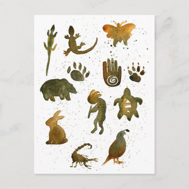 Petroglyph Symbols Bear Healer's Hand Cave Artwork Postcard (Front)