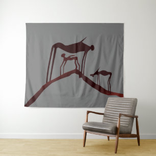 Petroglyphs African Cave Art - Ancient Animals Tapestry