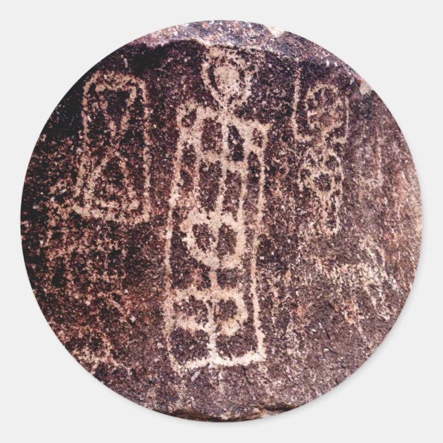 PETROGLYPHS AMERICAN SOUTHWEST, NEVADA DESERT CLASSIC ROUND STICKER (Front)