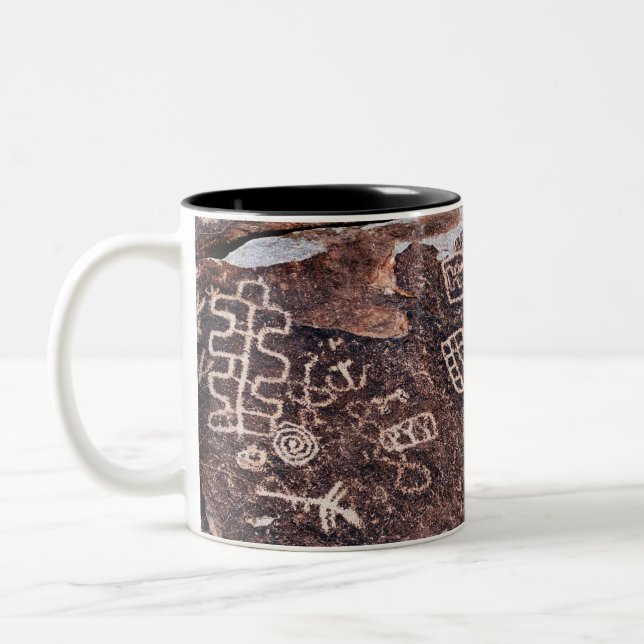 PETROGLYPHS NEVADA DESERT AMERICAN SOUTHWEST Two-Tone COFFEE MUG (Left)
