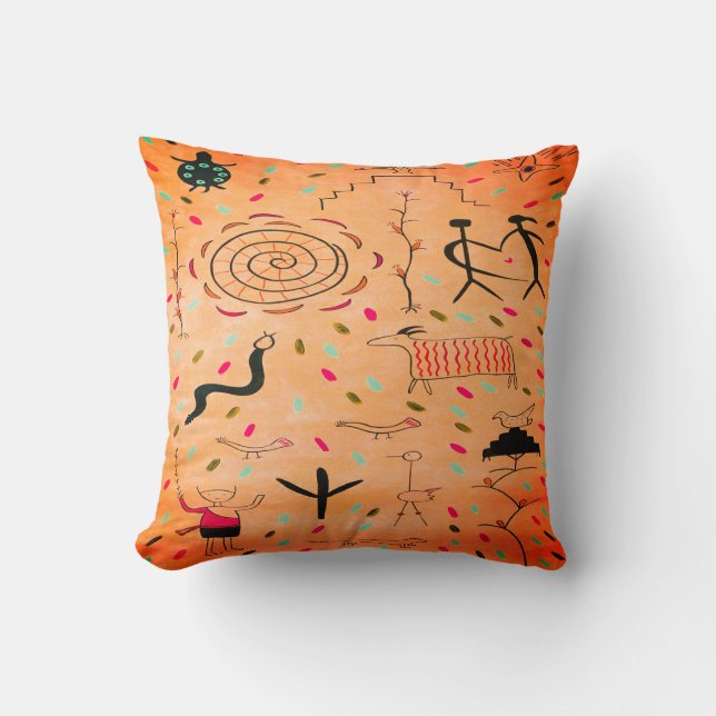 Petroglyphs Throw Pillow (Front)