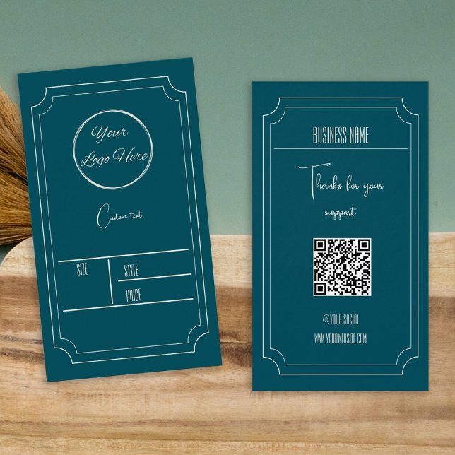 Petrol bleu avec logo boutique étiquette de prix (Créateur téléchargé)