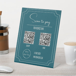 Petrol blue 2 QR codes business scan to pay Pedestal Sign