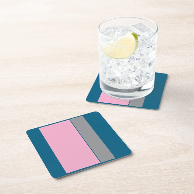 Petrol Blue   CottonCandy  Square Paper Coaster (Insitu)