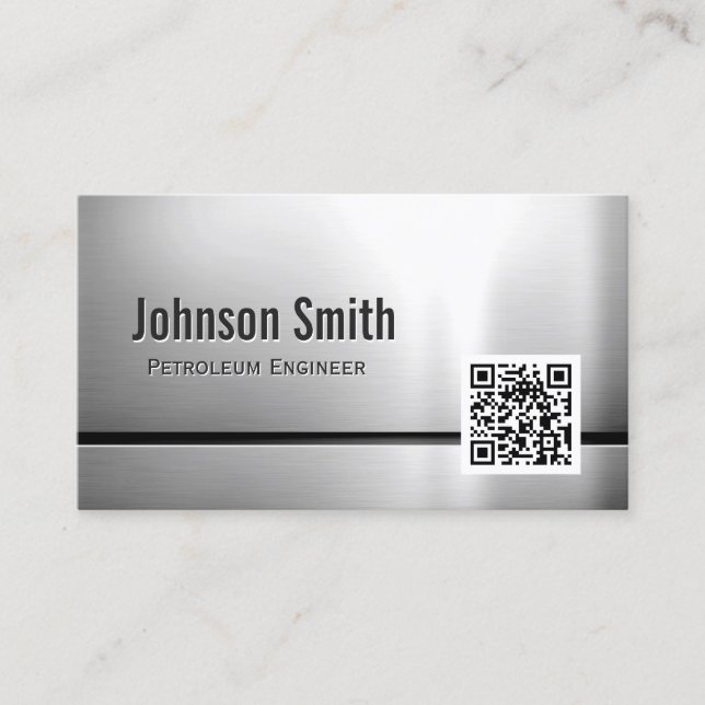 Petroleum Engineer - Stainless Steel QR Code Business Card (Front)