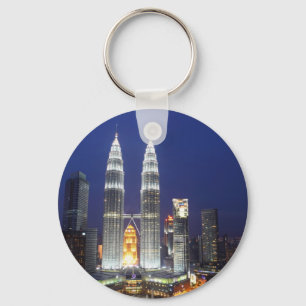 Petronas Towers illuminated at night Kuala Lumpur Keychain