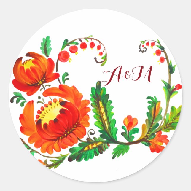 Petrykivka Ukrainian art Classic Round Sticker (Front)
