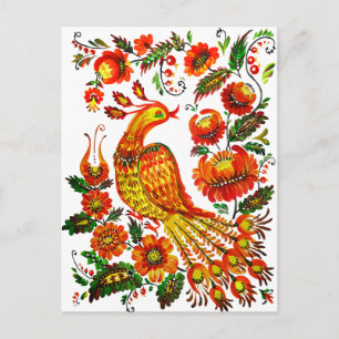 Petrykivka ukrainian firebird postcard