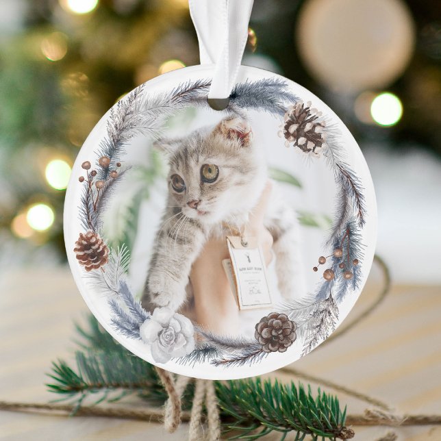 Pets 1st Christmas Winter Wreath Christmas Ornament (Creator Uploaded)