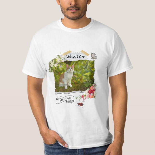 Pets and flowers collage scalable cutomized  T-Shirt (Front)