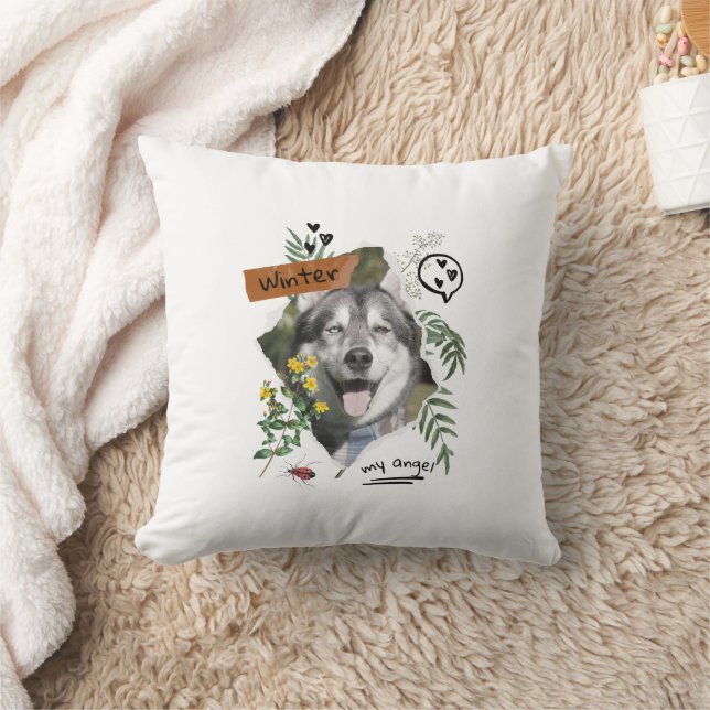 Pets and flowers collage scalable cutomized  throw pillow (Blanket)