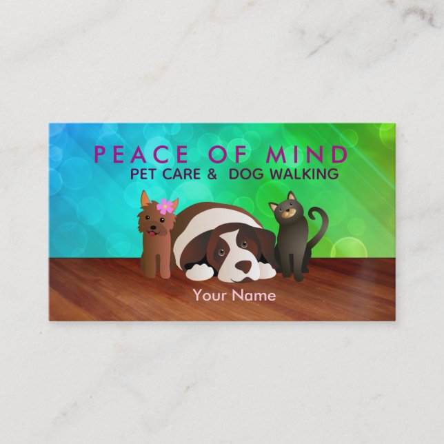 Pets Care and Dog Walking Business Cards (Front)