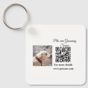 Pets care grooming service Q R code add name text Keychain