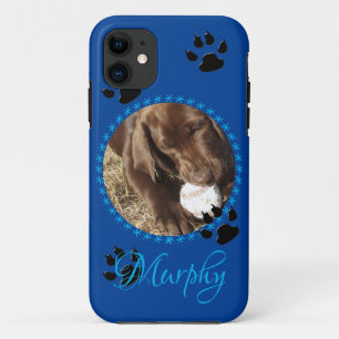 Pet's Custom Phone Case (blue Backgroun/with paws)