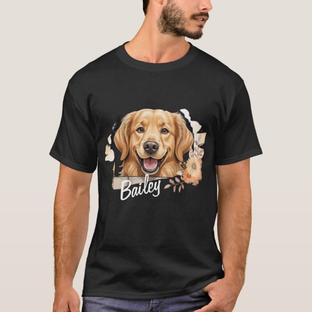 Pet's Custom Photo And Name T-Shirt (Front)