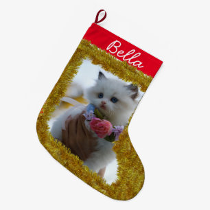 Pet's Custom Photo/ Name Large Christmas Stocking