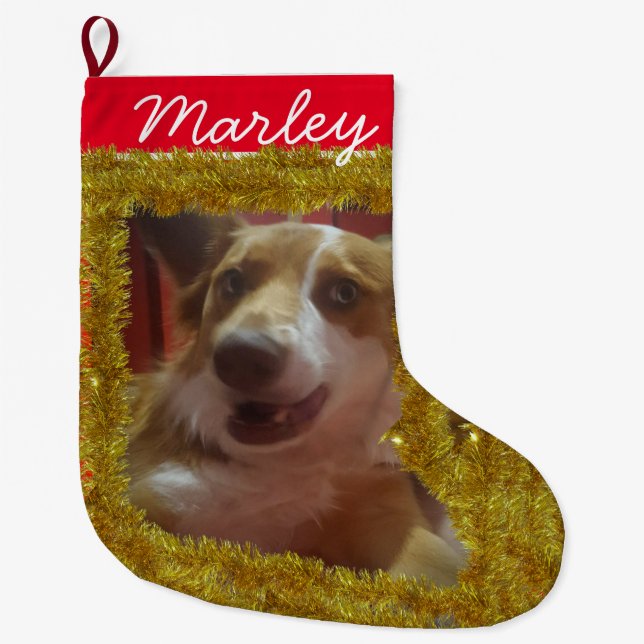 Pet's Custom Photo/ Name Small Christmas Stocking (Front)