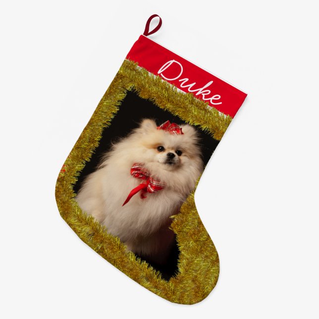 Pet's Custom Photo/ Name Small Christmas Stocking (Front (Hanging))