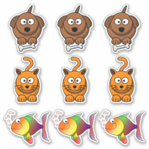 Pets Dog, Cat, Goldfish Pet Cartoon