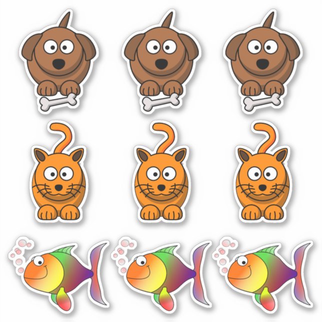 Pets Dog, Cat, Goldfish Pet Cartoon (Front)
