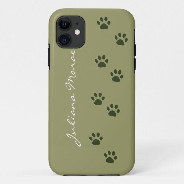 pets dog cat pawprints add name Case-Mate iPhone case (Back)